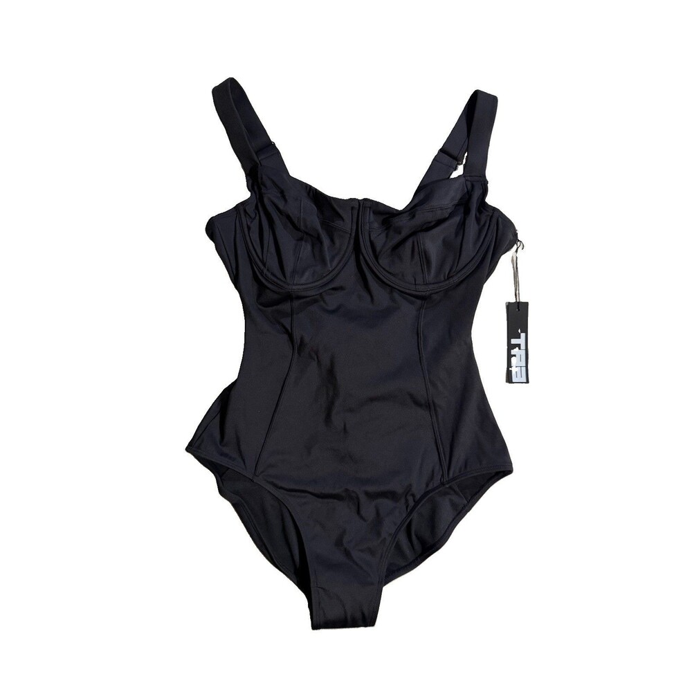 TAE NWT Black One Piece Sculpting Swim Suit Medium RL D/DD Lifty